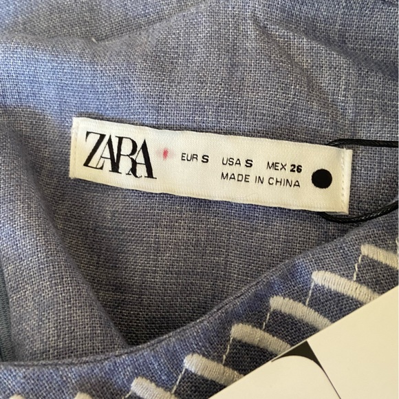 NWT Zara Blue Chambray Embroidered Tent Mini Dress Sz S - Picture 12 of 16